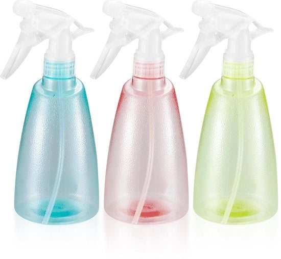 Spruzzatori 500 ml - aeratori in plastica per piante e pulizia di casa - 3 pezzi - rosa/blu/giallo