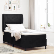 Letto Box Spring con Materasso Nero 90x200 cm Velluto