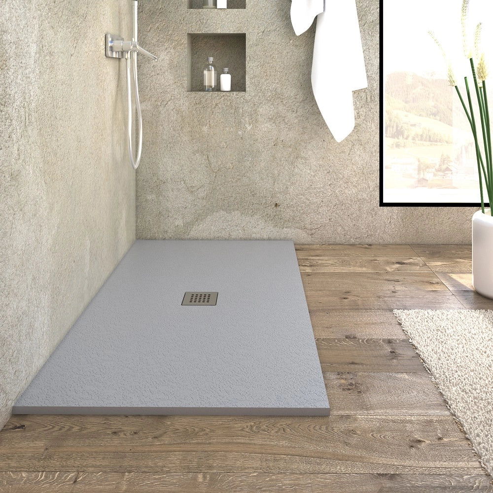 Piatto doccia 130x90 cm linea PIETRA grigio chiaro riducibile su misura BOSTON