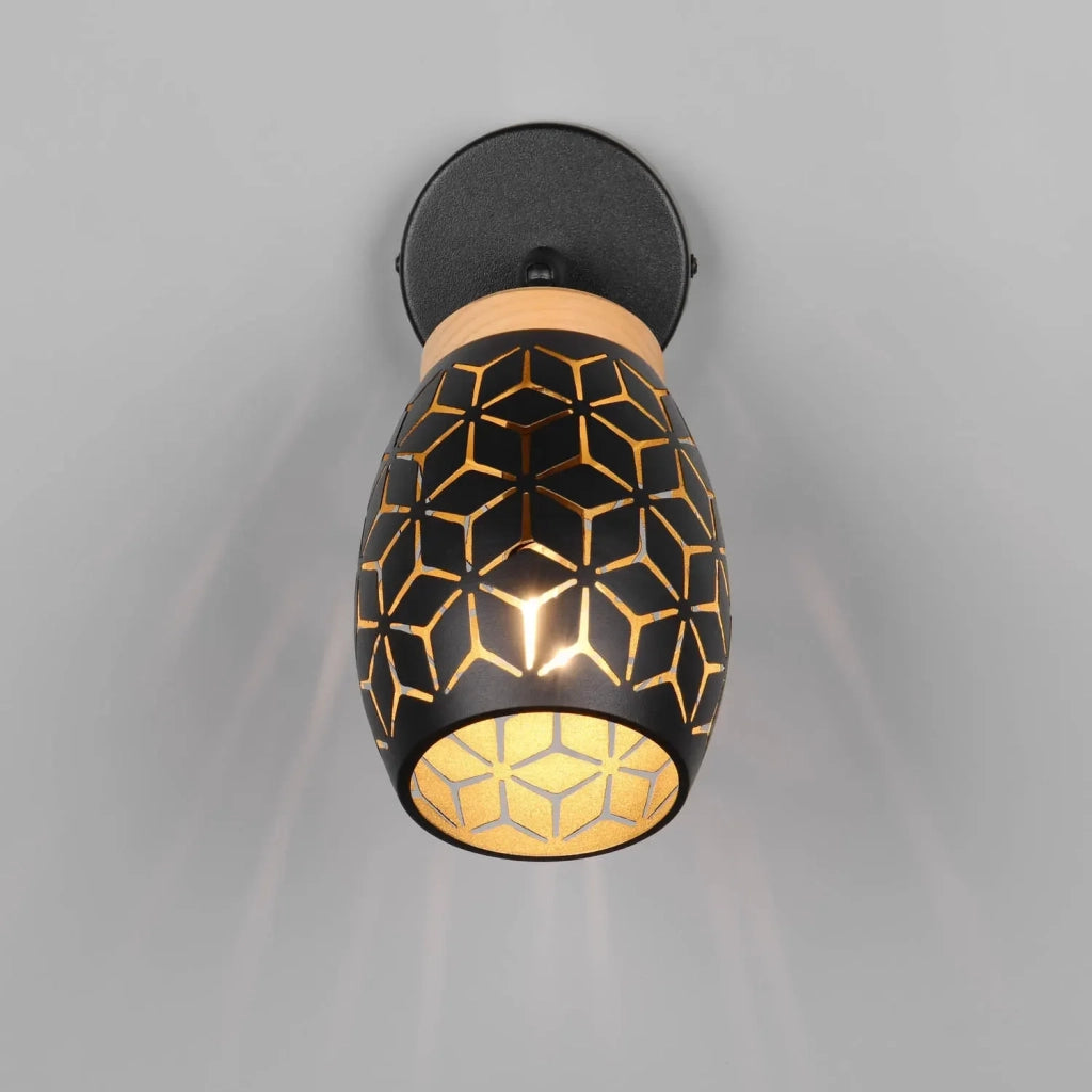 LÚZETE - APPLIQUE DA PARETE 1 LUCE METALLO NERO E14 BIRKITA