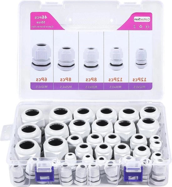 46 pezzi di cavo attraverso acqua stagna M12 M16 M20 M25 M32 set di supporti per cavi di diverse misure