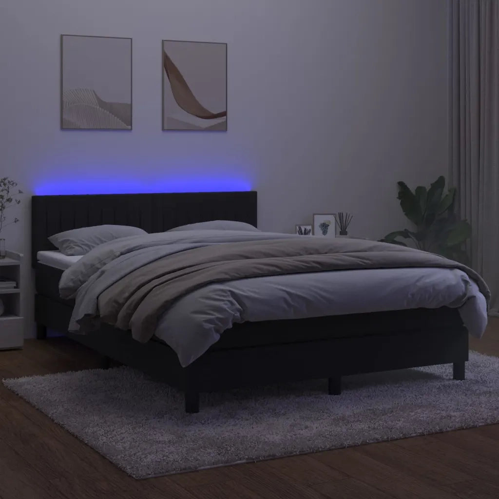 Letto a Molle con Materasso e LED Nero 140x200 cm in Velluto 3134527