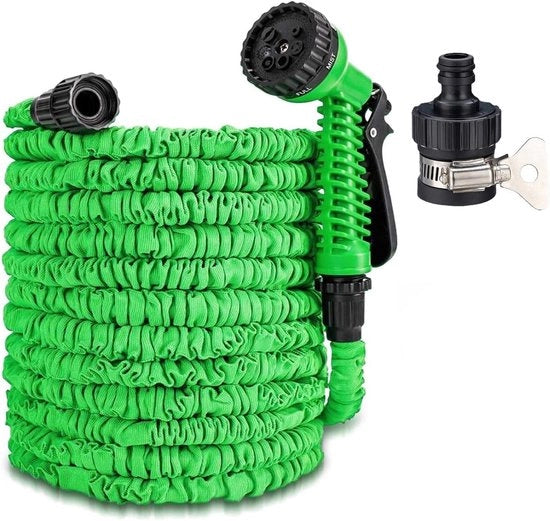 Serpentino Flessibile 30 Metri - Irrigatore da Giardino Estensibile - Multifunzionale - Verde
