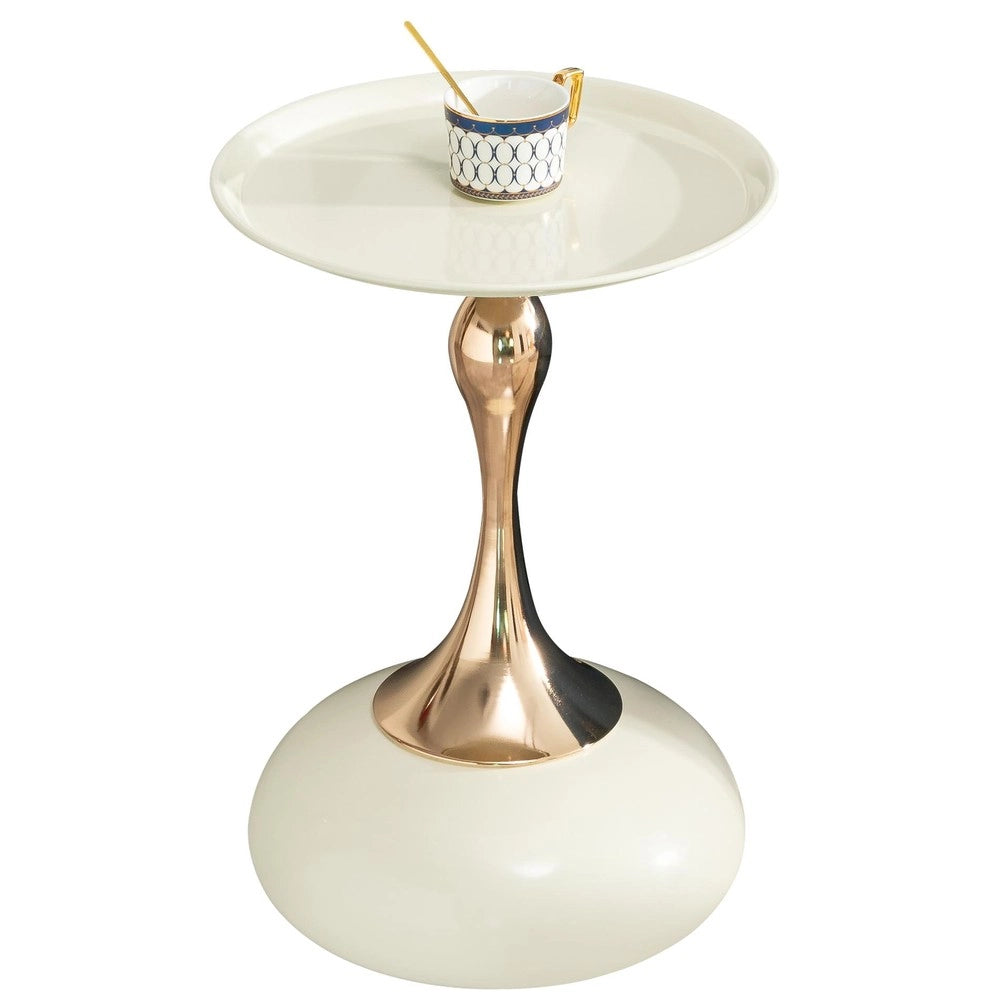 Tavolino Rotondo da Salotto ¨C MINIMAL ¨C Metallo, Bianco, 38 cm