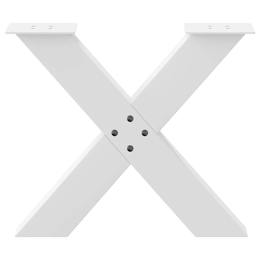 Set di 2 gambe per tavolino da caffè a forma di X 50 x 43 cm con piedini regolabili design moderno acciaio bianco 02_0057229