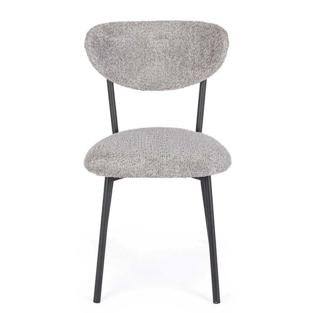 Set di 2 Sedie Imbottite in Tessuto Bouclé con Gambe in Acciaio - BEATRICE