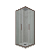Box doccia angolare scorrevole 100x100 CM H 200 Vetro Trasparente Profilo Chocolate mod. Kolors