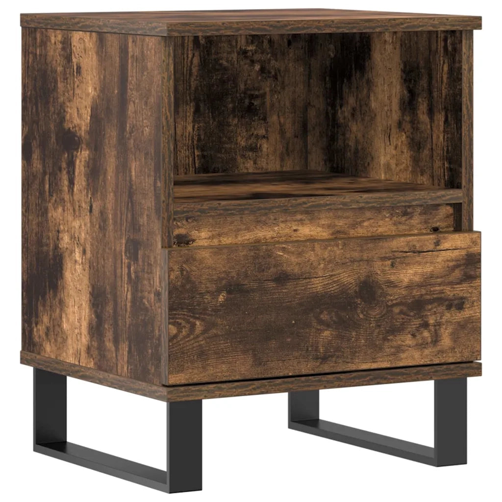 Comodino Rovere Fumo 40x35x50 cm in Legno Multistrato 830646