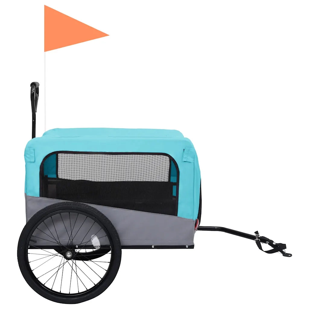 Rimorchio Bici per Animali Carrello Jogging 2in1 Blu e Grigio 92441