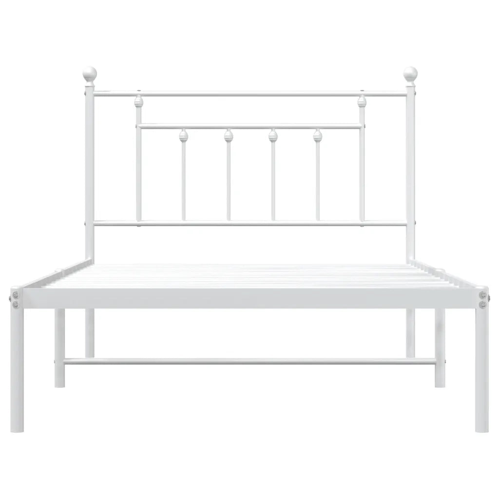 Letto singolo | Letto per adulti | Giroletto con Testiera Metallo Bianco 107x203 cm