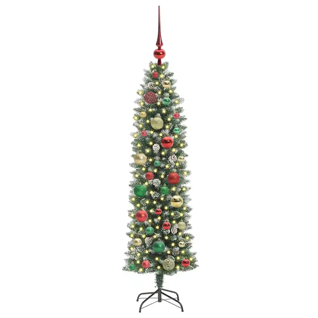 Albero di Natale Artificiale Sottile Verde e Bianco 120 cm 3395277
