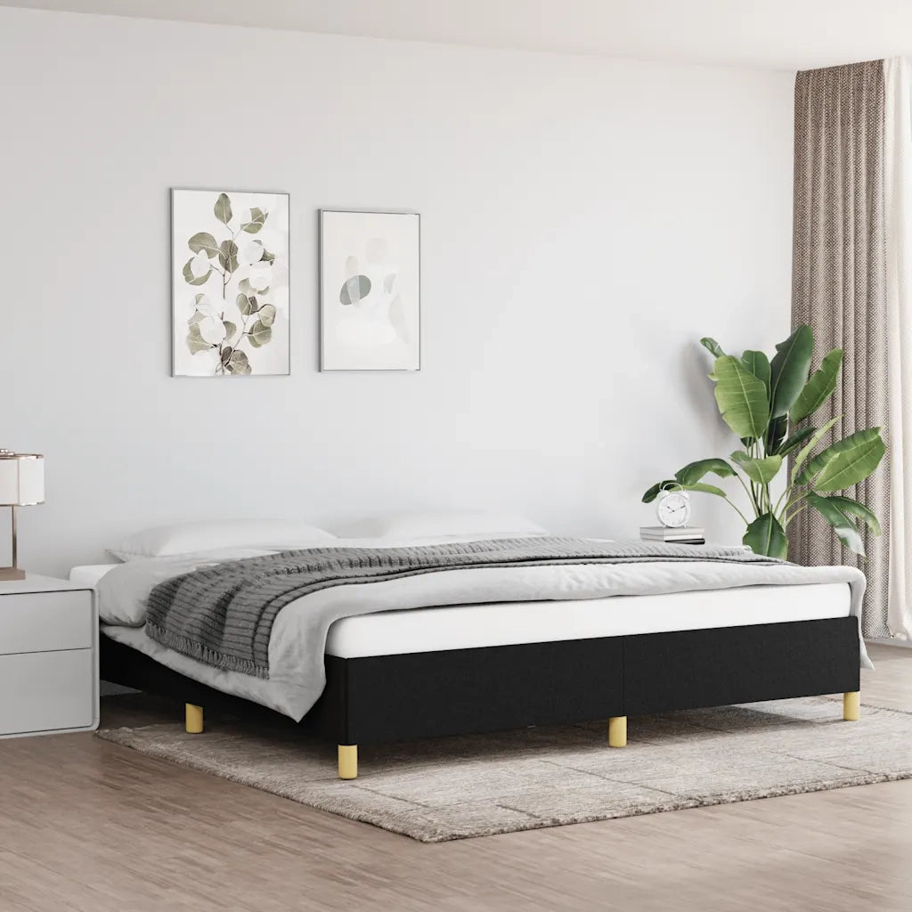 Letto matrimoniale | Letto per adulti | Giroletto senza Materasso Nero 200x200 cm in Tessuto