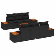 Set Divano da Giardino con cuscino 7 pcs Nero Poly Rattan 3348029