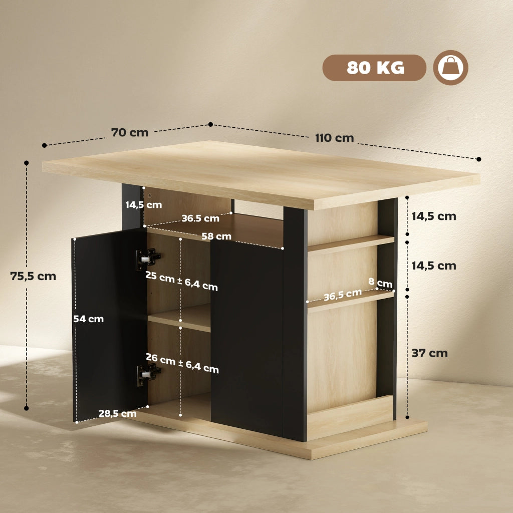 Tavolo da pranzo allungabile ¨C zephmum ¨C Nero, Legno, 110x70x75.5 cm