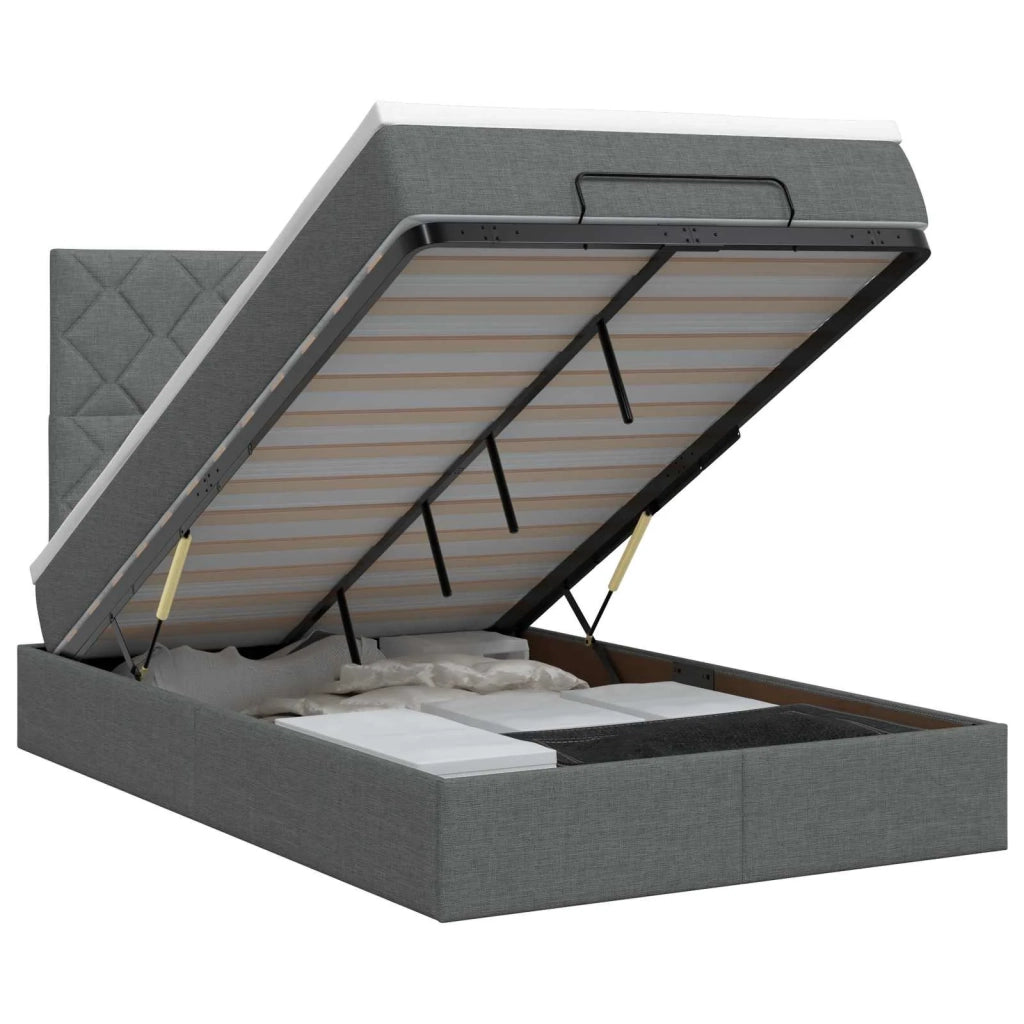 Letto ottomano con materasso Grigio Scuro 120 x 190 cm Tessuto 3457557