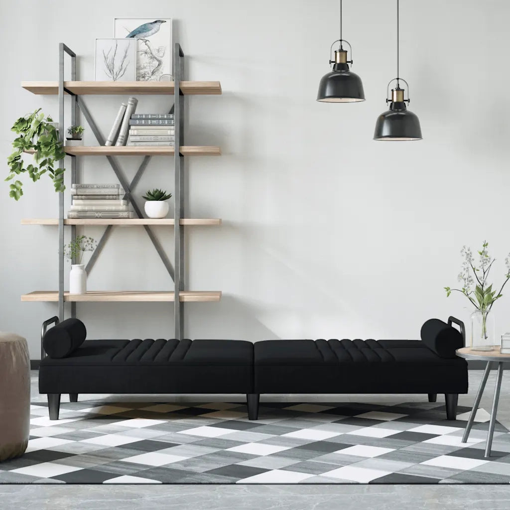 Divano Letto con Braccioli Nero in Velluto 351898