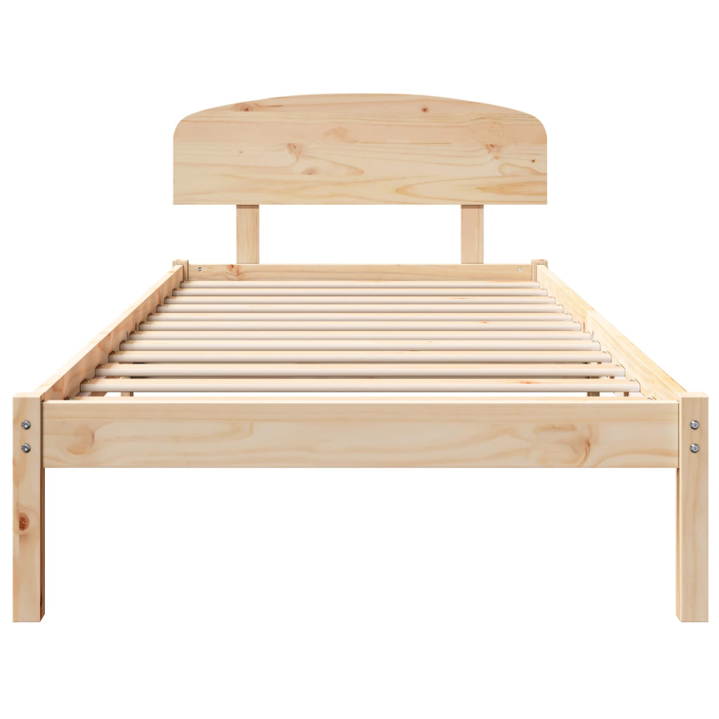 Struttura Letto con Testiera 90x190 cm in Legno Massello di Pino