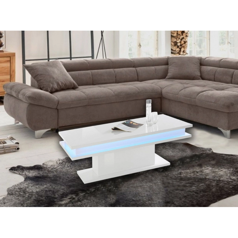 Tavolino da caffè Little Big – 100cm con LED – Bianco Lucido