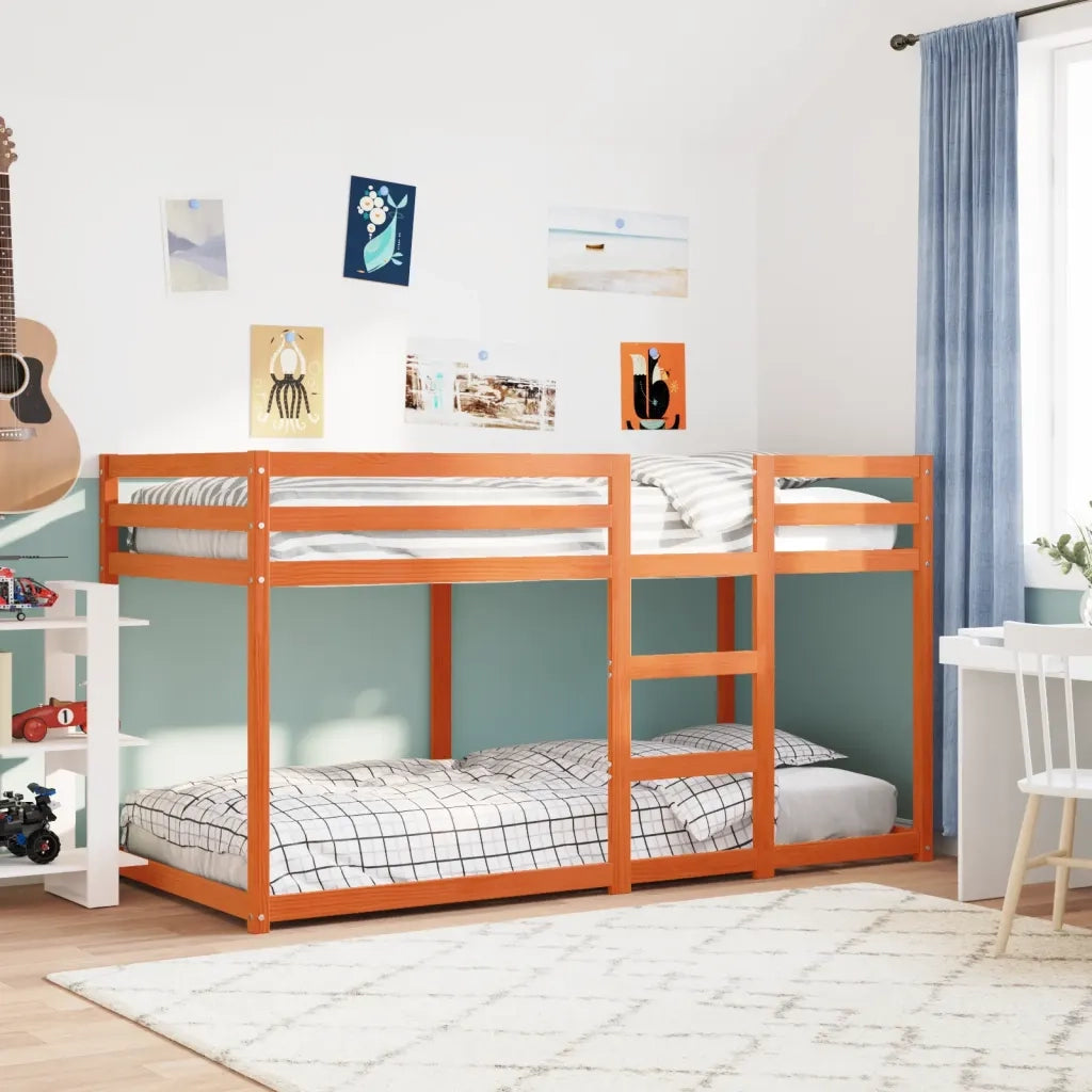 Letto singolo | Letto per adulti | Letto a Castello Marrone Cera 90x200 cm in Legno di Pino