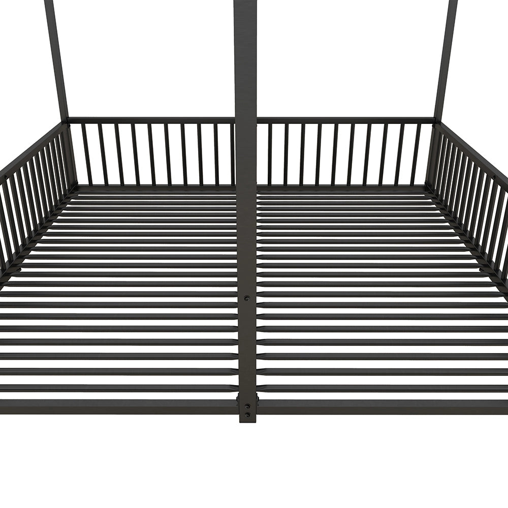 Letto a castello doppio per bambini - Xylo - 90x200 cm - Nero - Design casa con rampa e scala