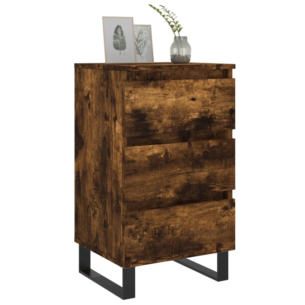 Set di 2 Comodini | Armadio da Notte | Mobiletto da notte Rovere Fumo 40x35x69 cm in Legno Multistrato