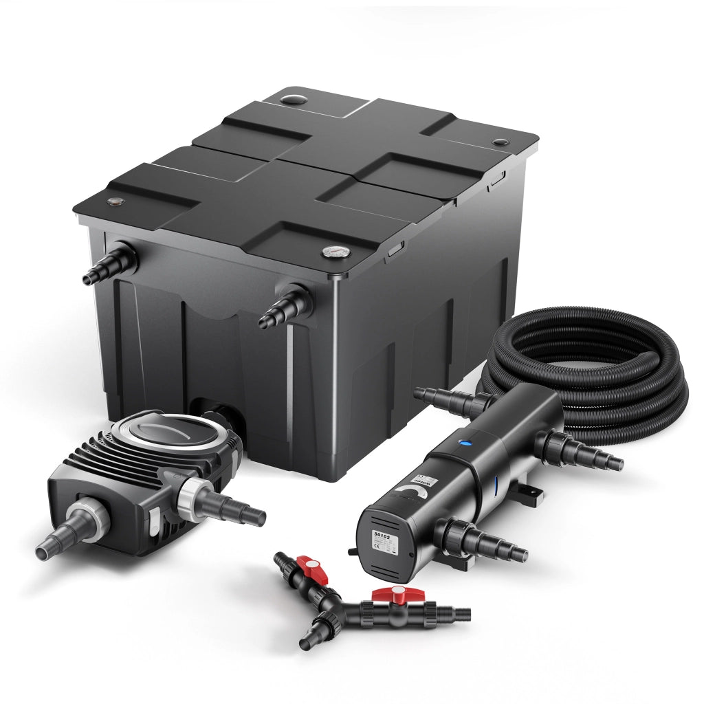 set per laghetti filtro 60000l Chiarificatore laghetto 36W Pompa NEO10000 80W Tubo 25m