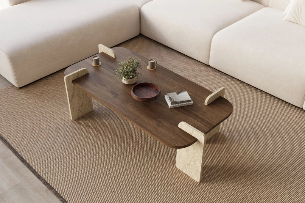 Tavolino in legno "Leapiri" - 120 x 60 x 35 cm - Marrone