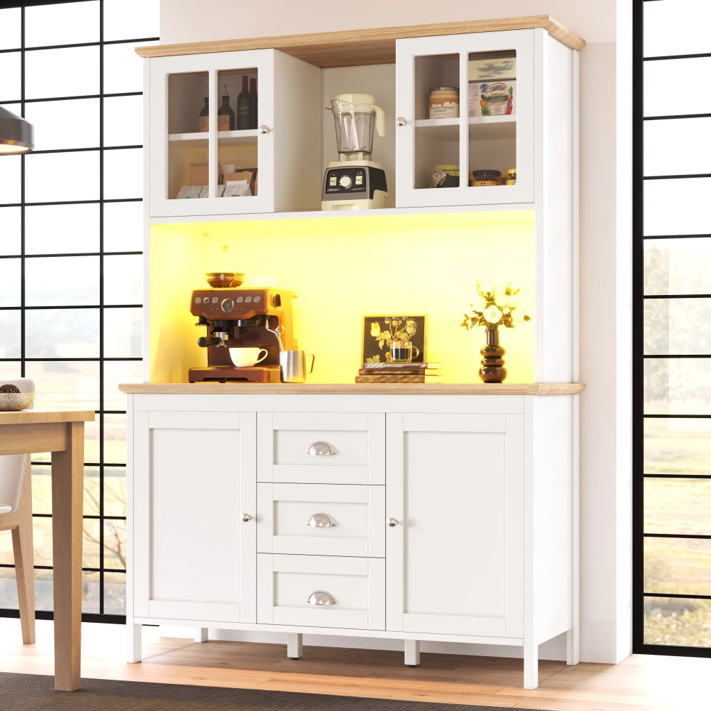 ARMADIO Alto 120x40x179 cm MDF Bianco con LED, 4 ante e 3 cassetti
