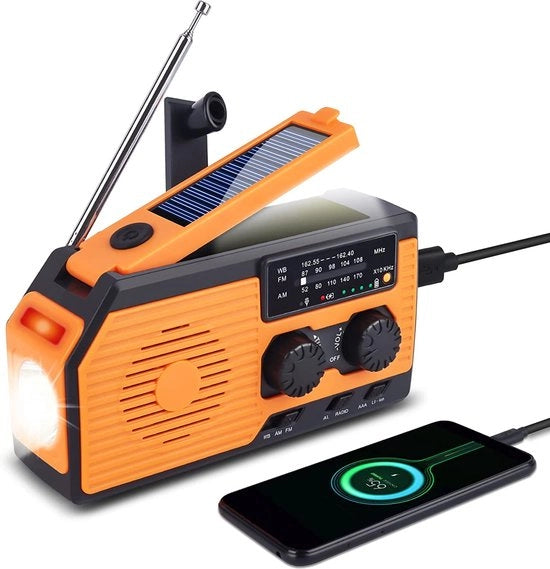 Radio di Emergenza Solare - Radio per Campeggio e Survival - Batteria Portatile - Lampada da Torcia - Energia Solare