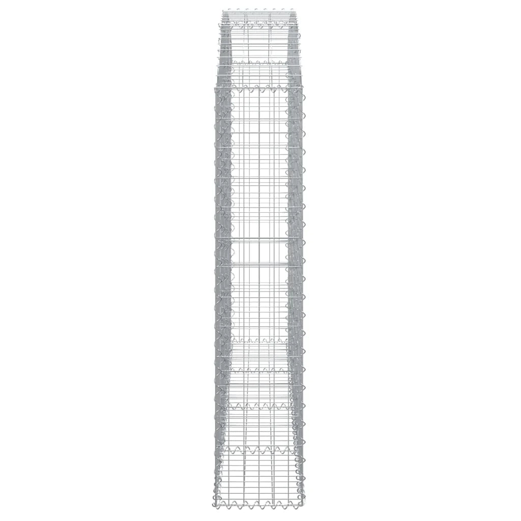 Cesto gabbione recinzione a gabbia muro di contenimento ad arco 200 x 30 x 140/160 cm ferro zincato argento 02_0039997