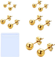 5 paia di punte per orecchio in acciaio inossidabile con borsa di stoccaggio - punte per orecchio per donne per serate e feste - oro.