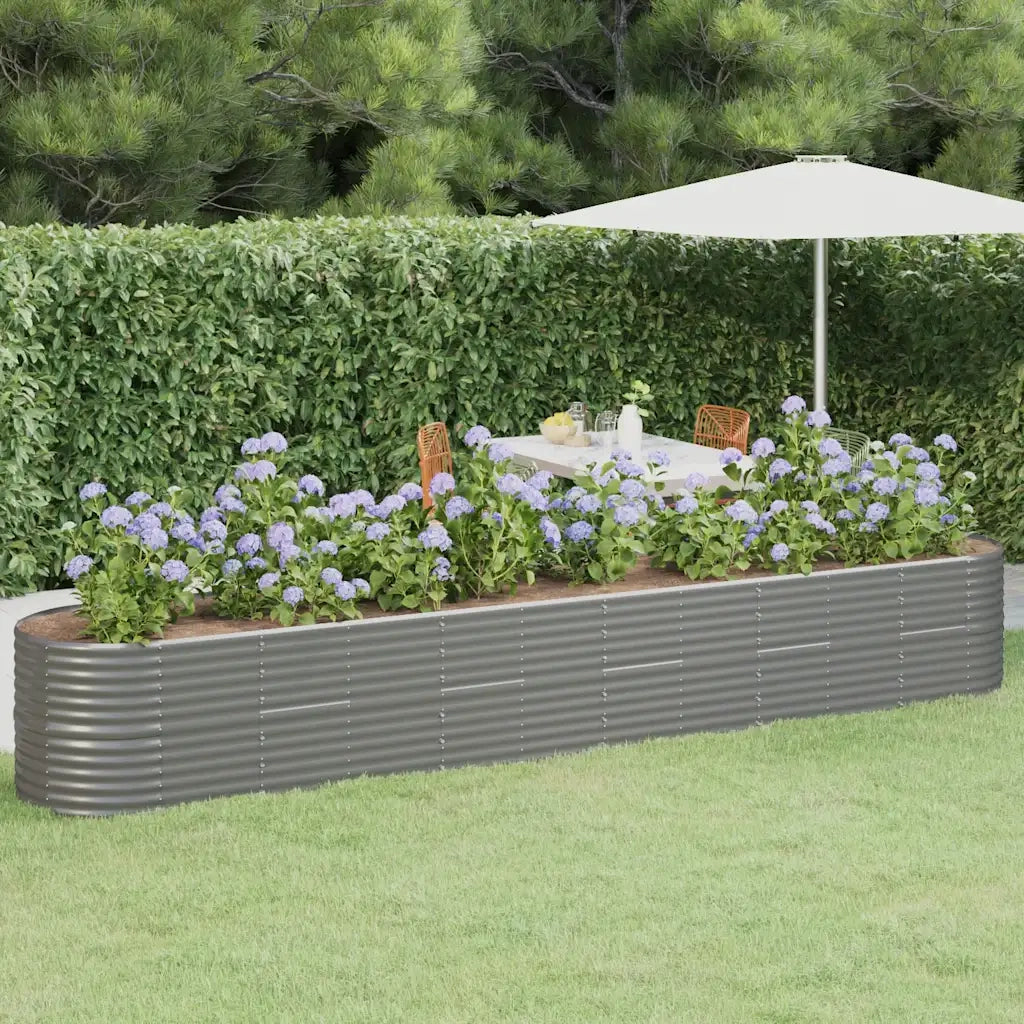 Fioriere | Cassetta per fiori | Letto Giardino Acciaio Zincato 440x80x68 cm Grigio