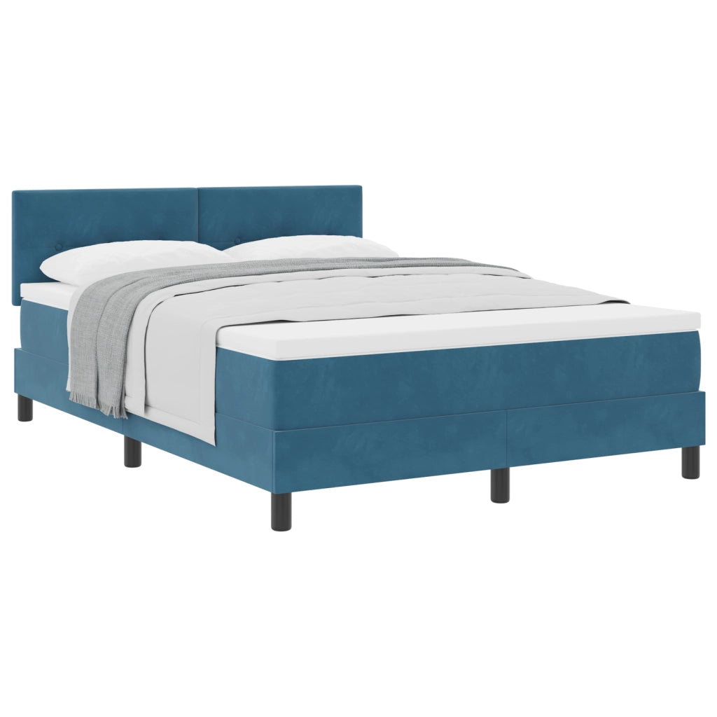 Letto a box con materasso Blu scuro 140x190 cm Velluto