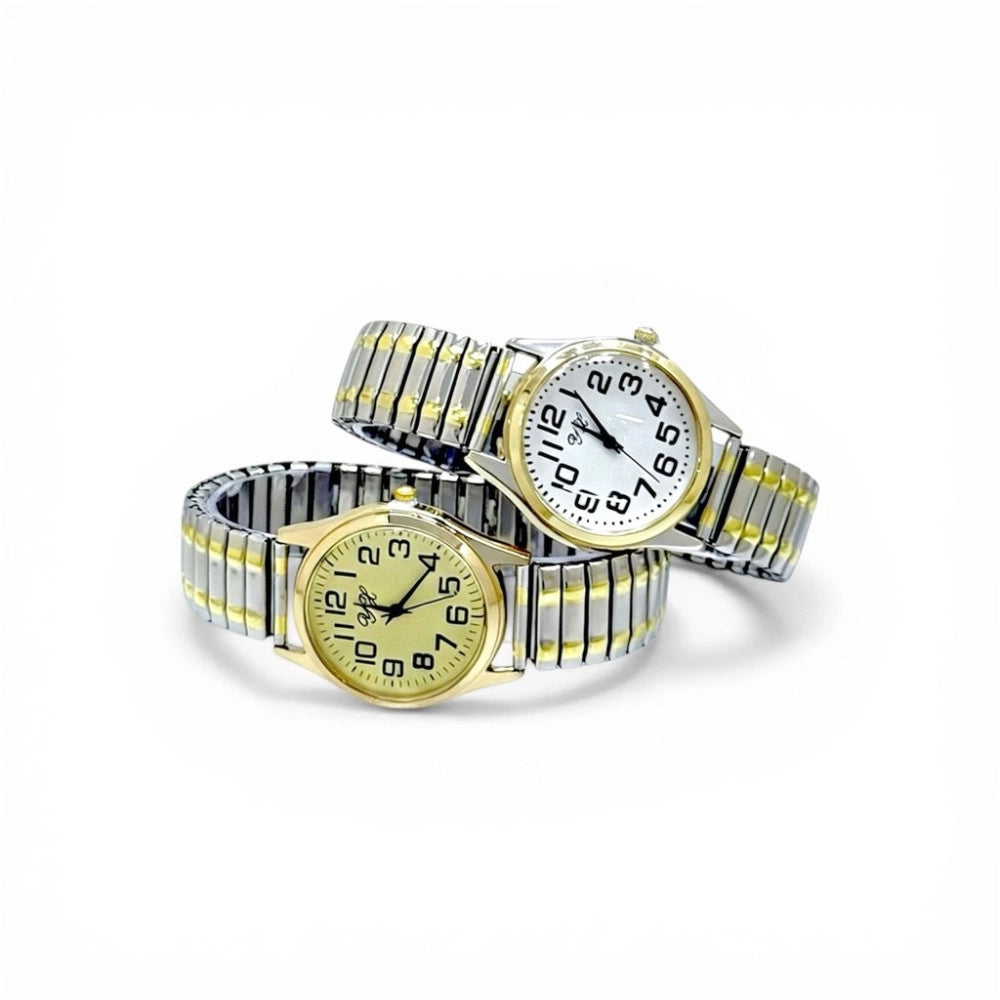 Trade Shop - Orologio Da Polso 35.5 Mm Acciaio Elegante Quadrante Bianco Cinturino Elasticizzato -