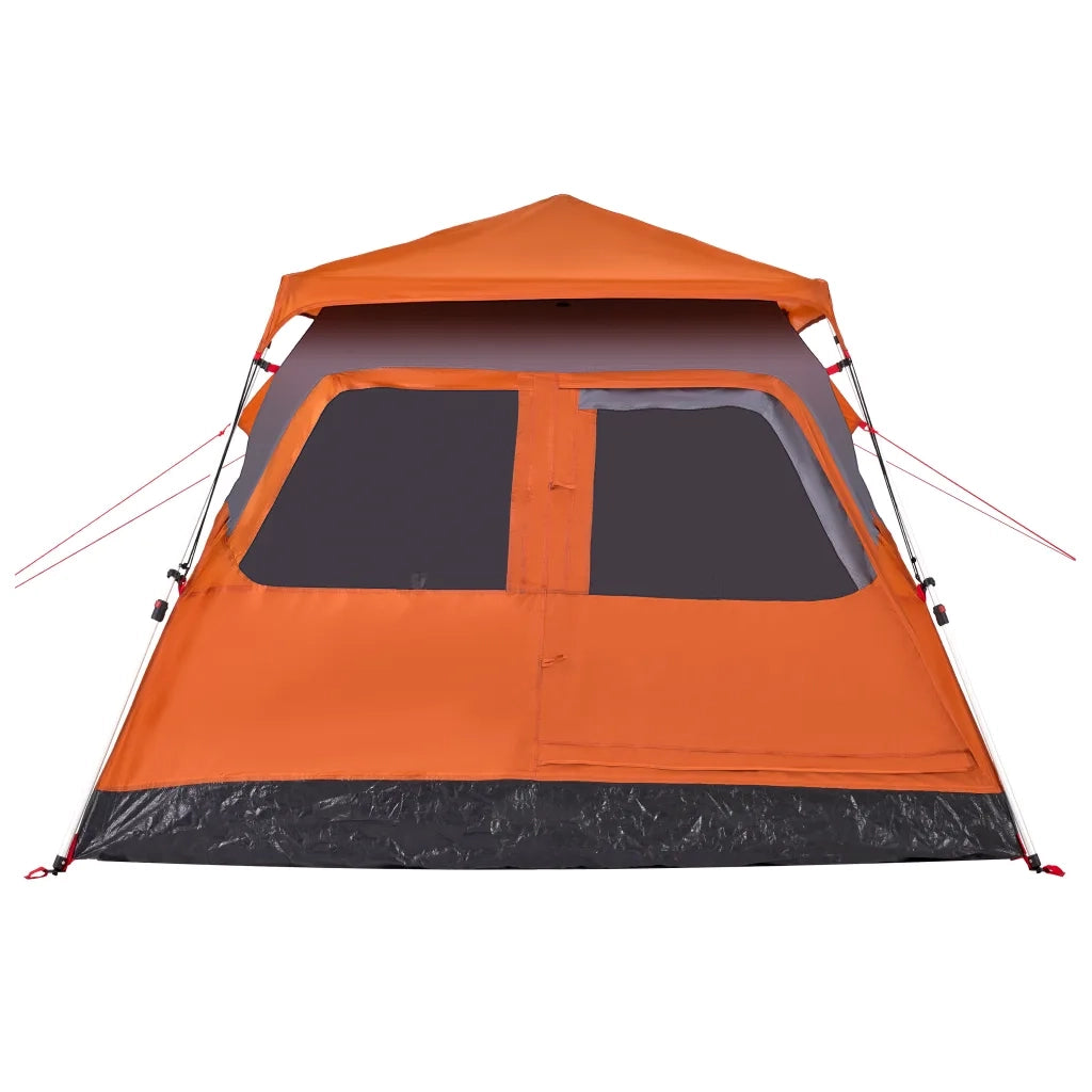 Tenda a Cupola 4 Persone-Tenda da campeggio Grigio e Arancione a Rilascio Rapido 256167