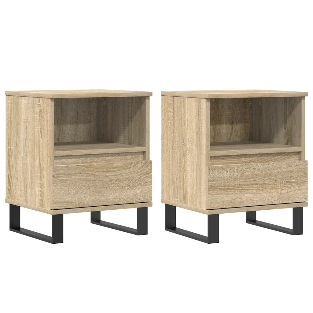 Set di 2 Comodini | Armadio da Notte | Mobiletto da notte Rovere Sonoma 40x35x50 cm in Legno Multistrato