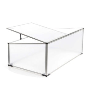 Mini serra in policarbonato trasparente e alluminio 100x60x40cm, tetto apribile