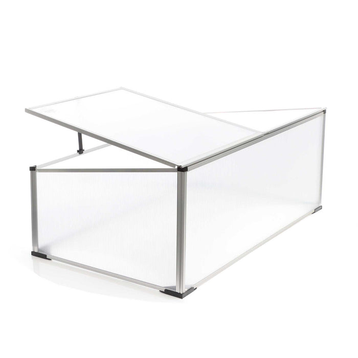 Mini serra in policarbonato trasparente e alluminio 100x60x40cm, tetto apribile