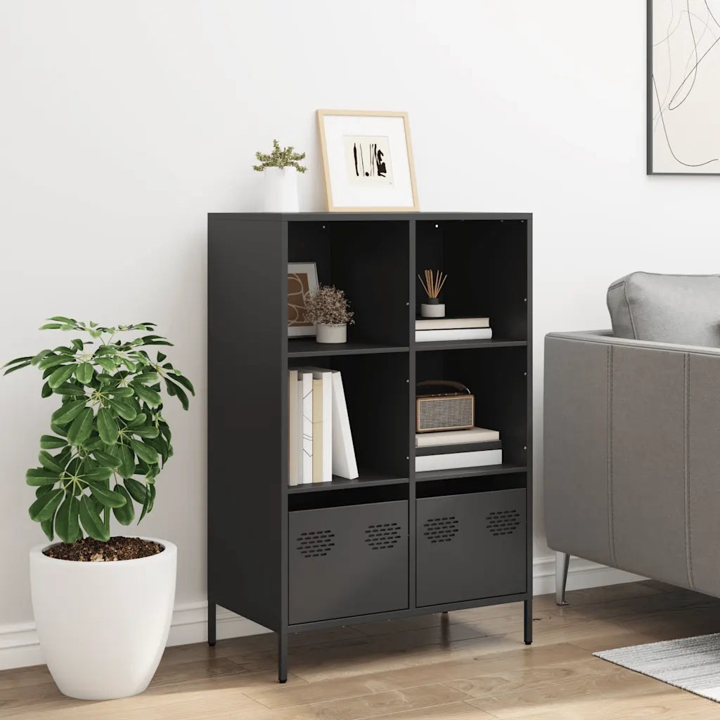 Credenza-Buffet-Armadio da cucina Nera 68x39x103,5 cm in Acciaio 188270
