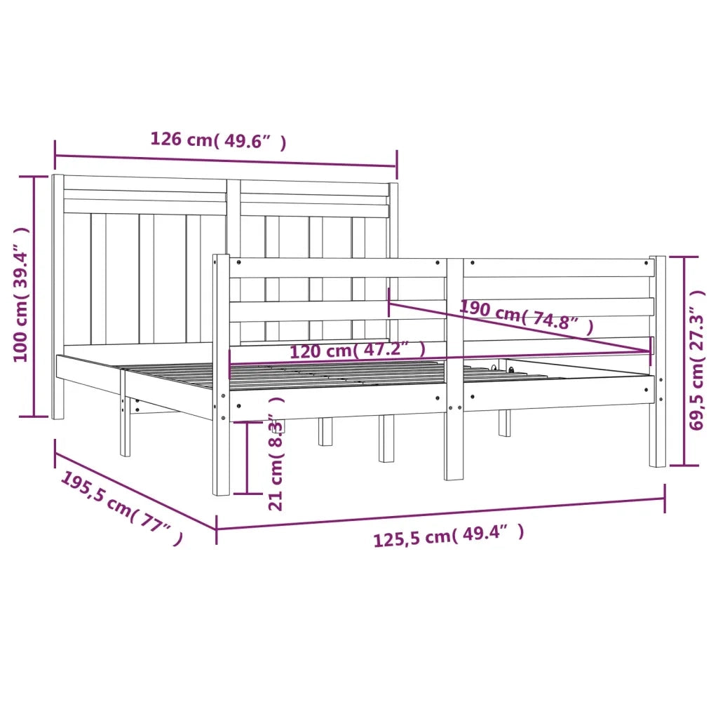 Giroletto-Struttura Letto in Legno Massello 120x190 cm Small Double 517496
