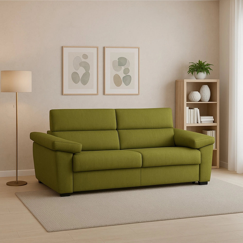 Gorreto, Divano Fisso 2 Posti Sfoderabile Made in Italy, 205x95x100h cm Verde