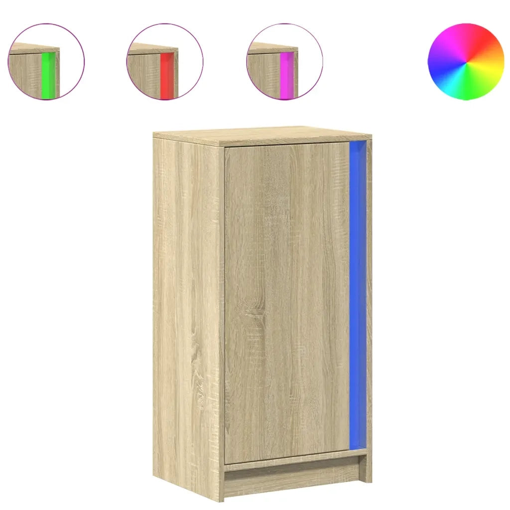 Credenza con LED-Buffet-Armadio da cucina Rovere Sonoma 42,5x34x85 cm Legno Multistrato