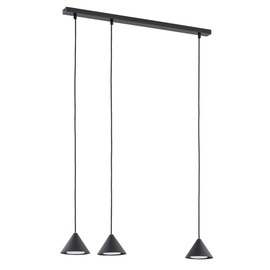 Sospensione Minimal Skadi 3 Luci In Acciaio Nero