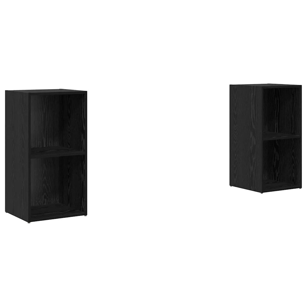 Set mobile TV 2 pz Rovere Nero Legno ingegnerizzato 3393559