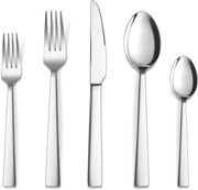 Set di 30 pezzi di posate in acciaio inossidabile per 6 persone, ideale per famiglia, campeggio e feste - lucidata e resistente alla lavastoviglie