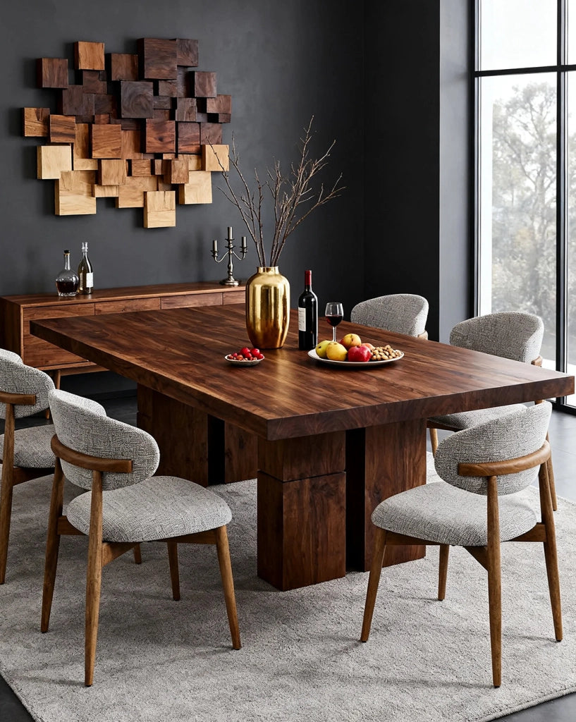 Sedia da pranzo Daphne in legno di caucciù colore noce e argilla