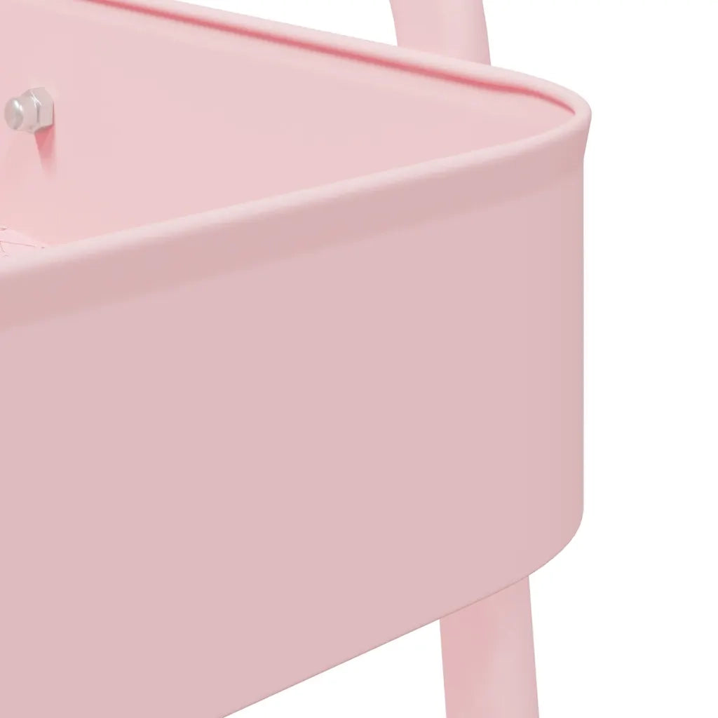 vidaXL Carrello Portaoggetti a 3 Ripiani Rosa 42x41,5x77 cm in Acciaio