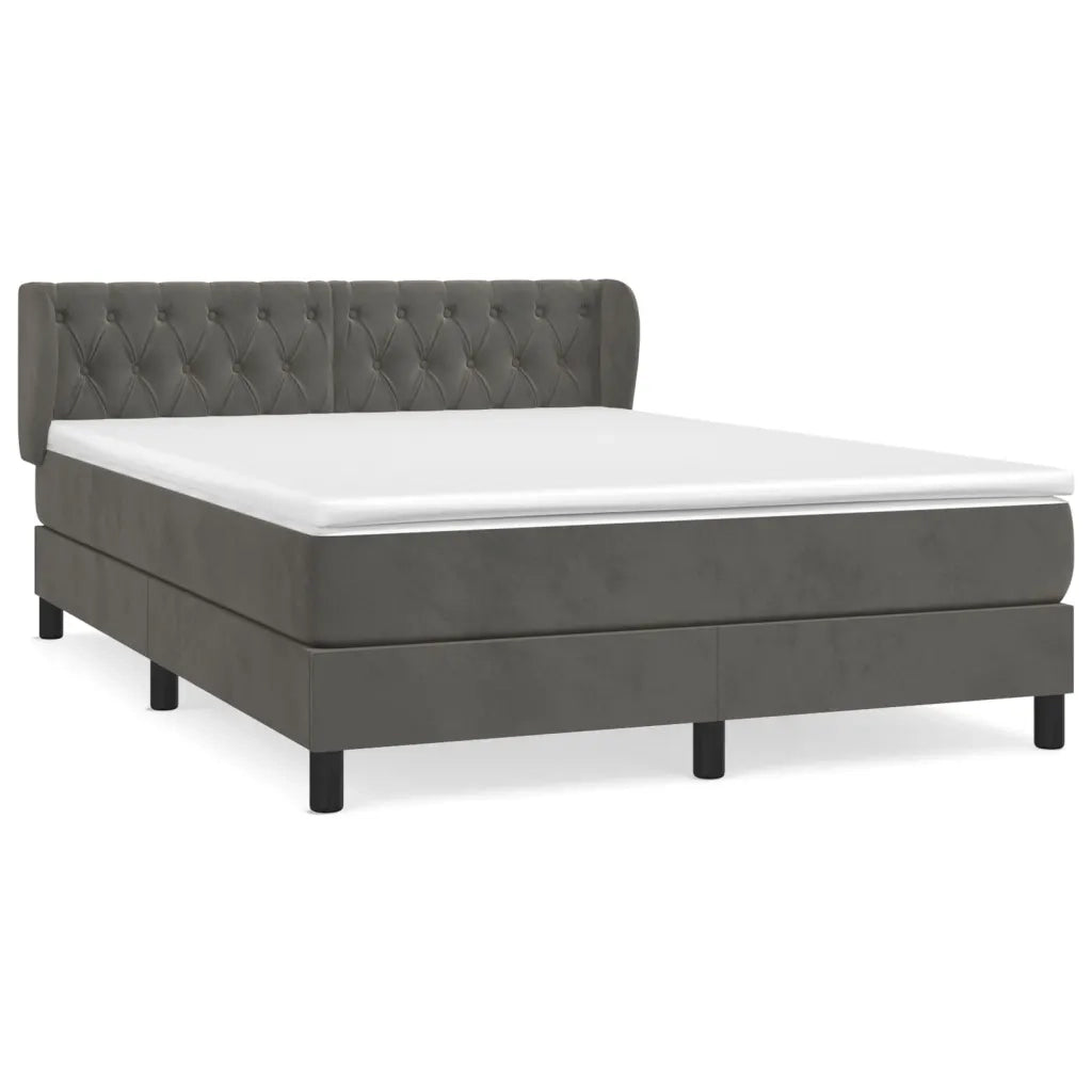 Giroletto a Molle con Materasso Grigio Scuro 140x200 cm Velluto 3127674
