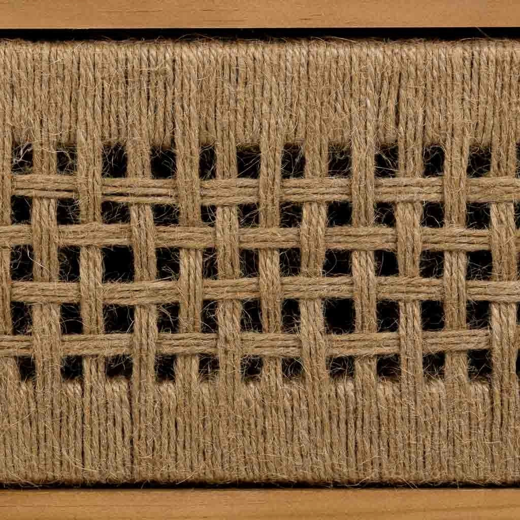 Comodino in legno e corda intrecciata marrone 45x36x55h