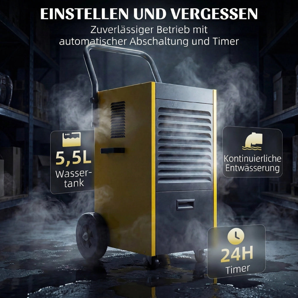 Deumidificatore 70L/Giorno ¨C Zephmum ¨C Giallo con Ruote e Maniglia